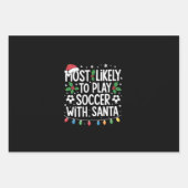 サンタフ遊ァミリのクリスマスでサッカーをする可能性が最も高い ラッピングペーパーシート (正面)