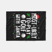 サンタフ遊ァミリクリスムでゴルフをする可能性が最も高い フリースブランケット (正面(横))