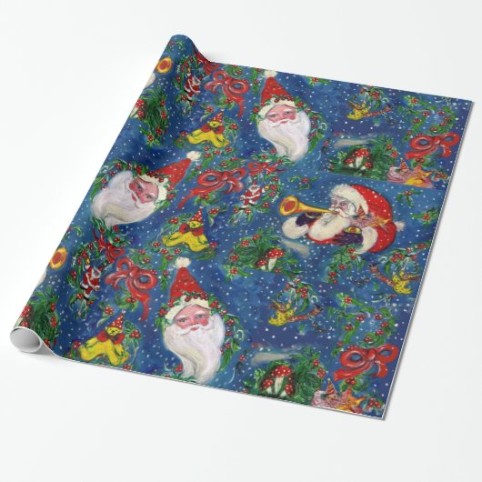 サンタブグラー，おもちゃ，リボン，ミュージカルクリスマスナイト ラッピングペーパー (アンロールド)