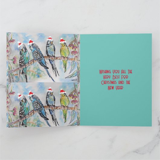 サンタブジクリスマスウォーター絵画カラーの鳥 カード (内部)