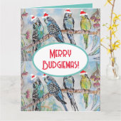 サンタブジクリスマスウォーター絵画カラーの鳥 カード (黄色い花)