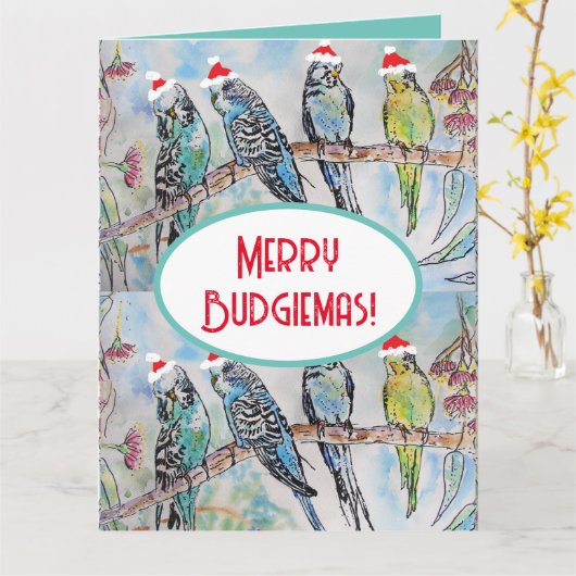サンタブジクリスマスウォーター絵画カラーの鳥 カード (黄色い花)