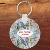サンタブジクリスマスウォーター絵画カラーの鳥 キーホルダー (正面)