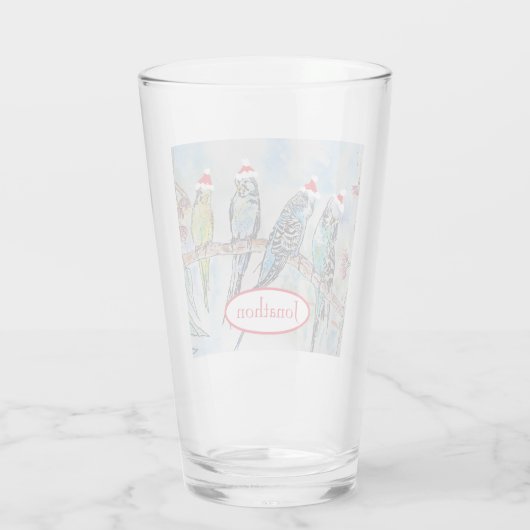 サンタブジクリスマスウォーター絵画カラーの鳥 タンブラーグラス (裏面)