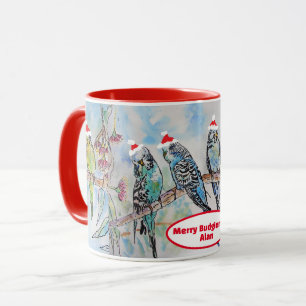 サンタブジクリスマスウォーター絵画カラーの鳥 マグカップ