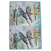 サンタブジクリスマスウォーター絵画カラーの鳥 ミディアムペーパーバッグ (正面)