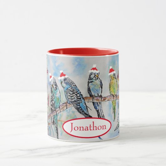 サンタブジークリスマス絵画ウォーターカラーズバード マグカップ (中央)