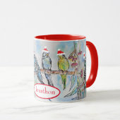 サンタブジークリスマス絵画ウォーターカラーズバード マグカップ (正面右)