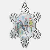 サンタブジーパロットウォーターカラーバジーオーナメント スノーフレークピューターオーナメント (右)