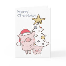 サンタブタと赤ちゃんブタのクリスマスツリー