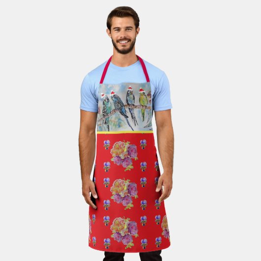 サンタブディーズクリスマスレッド女性エプロン エプロン (着用した状態)