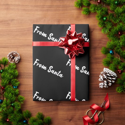 サンタブラックギフト包装紙  ラッピングペーパー (クリスマスギフト)