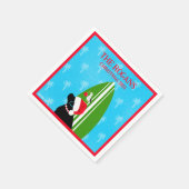 サンタブラックラボサーフボードドッグシーガルクリスマス スタンダードカクテルナプキン (角)