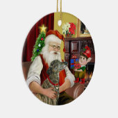 サンタブリンドルグレイハウンド セラミックオーナメント (右)