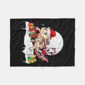 サンタブルテリアライディングアクソロトルクリスマスオーナー フリースブランケット (正面(横))