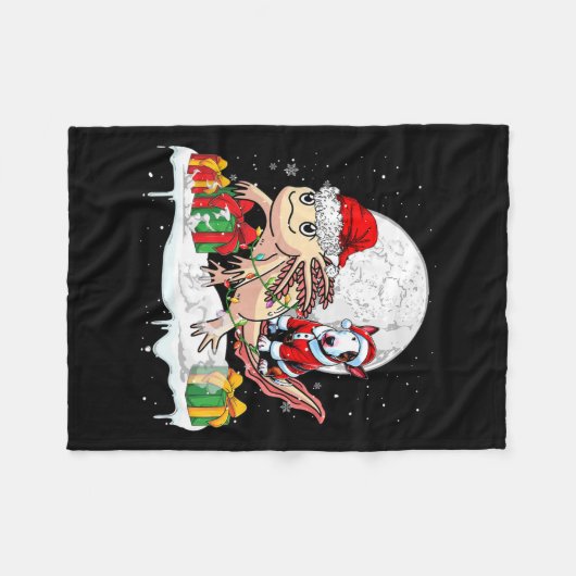サンタブルテリアライディングアクソロトルクリスマスオーナー フリースブランケット (正面(横))