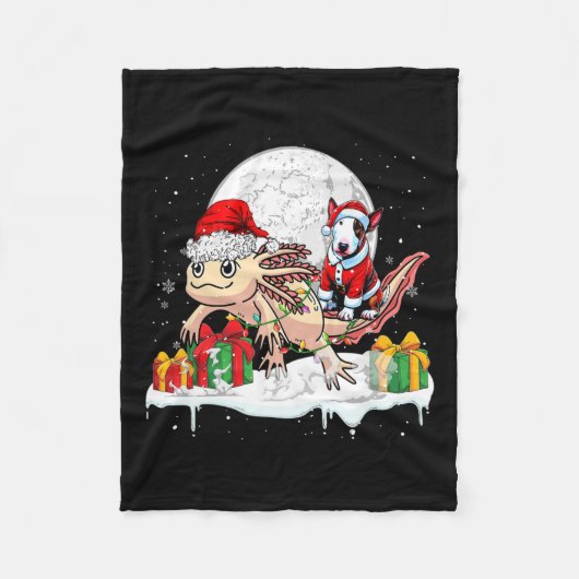 サンタブルテリアライディングアクソロトルクリスマスオーナー フリースブランケット (正面)