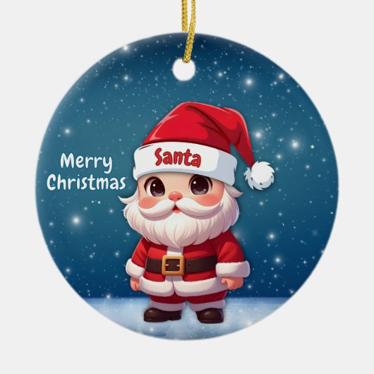 サンタブルー🎅 🎄 セラミックオーナメント (正面)