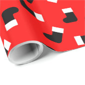 サンタブーツパターンクリスマスホリデーレッドブラック ラッピングペーパー (ロールコーナー)