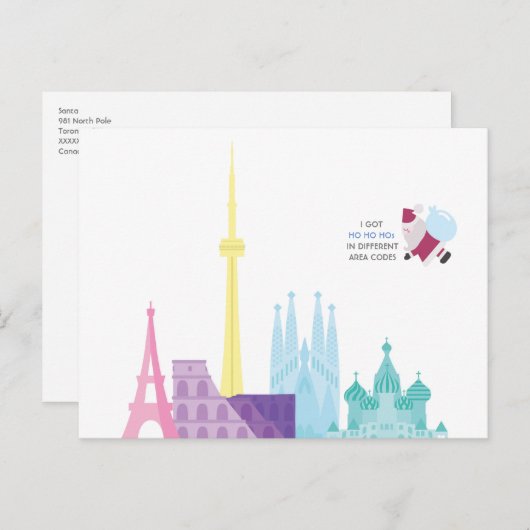 サンタプおもしろいンクリスマスホリデートラベルカード シーズンポストカード (正面/裏面)