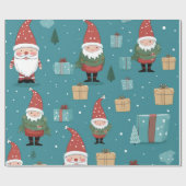 サンタプレゼントの木と雪のクリスマス ラッピングペーパー (フラット)