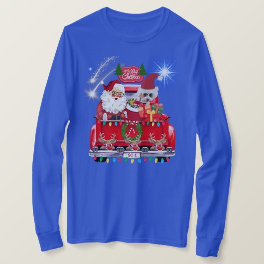 サンタプードルトナディアクリスマスブルーティー Tシャツ (デザイン正面)