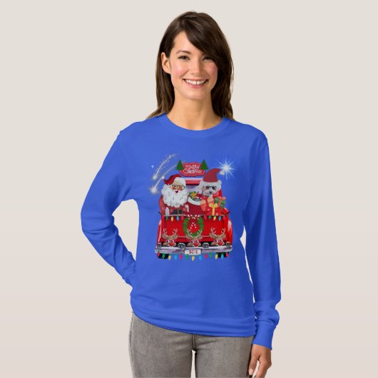 サンタプードルトナディアクリスマスブルーティー Tシャツ (正面フル)