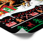 サンタプードルライディングキリンのクリスマスセーターの愛 ポスター (角)