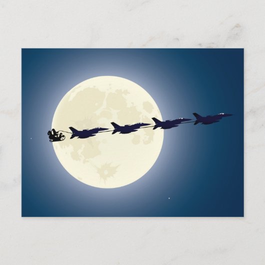 サンタヘリとF-16ジェット軍隊クリスマス シーズンポストカード (正面)