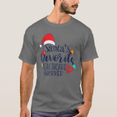 サンタヘルスケアお気に入りのワーカークリスマスおもしろい Tシャツ (正面)