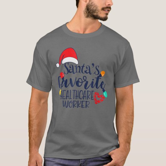 サンタヘルスケアお気に入りのワーカークリスマスおもしろい Tシャツ (正面)