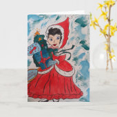 サンタヘルパクリスマスカード カード (黄色い花)