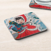 サンタヘルパクリスマスプラスチックコースター コースター (左側)
