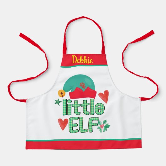 サンタヘルパー小妖精や小人キッズクリスマスエプロン エプロン (正面)