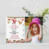 サンタヘルパー雪だるまバードクリスマス誕生日写真 招待状 (スタンド正面)