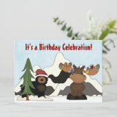 サンタベアーアンドホリデームースマウンテン誕生日 招待状 (スタンド正面)