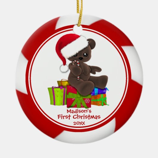 サンタベア 赤ちゃんの初めてのクリスマス オーナメント (正面)