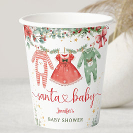 サンタベイビーガールクリスマスベビーシャワーペーパークリップ 紙コップ