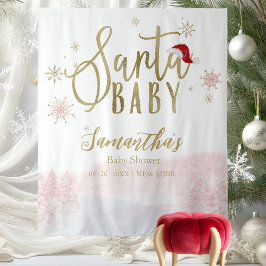 サンタベイビーガールクリスマス背景 タペストリー