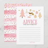 サンタベイビーガールシャワーのための新米親へのアドバイス ノートカード (正面/裏面)