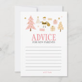 サンタベイビーガールシャワーのための新米親へのアドバイス ノートカード (正面)