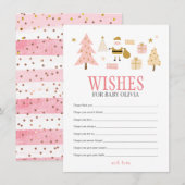 サンタベイビーガールシャワー ウィッシューズフォーベイビー ノートカード (正面/裏面)