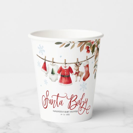 サンタベイビークリスマスウィンターガールベイビーシャワー 紙コップ (正面)