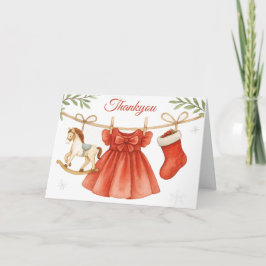 サンタベイビークリスマスクリスマスベビーシャワーの女の子 サンキューカード