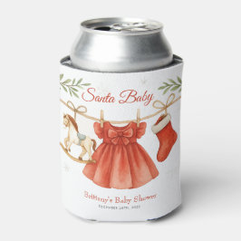 サンタベイビークリスマスクリスマスベビーシャワーの女の子 缶クーラー