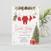 サンタベイビークリスマスクリスマスベビーシャワー 招待状 (スタンド正面)