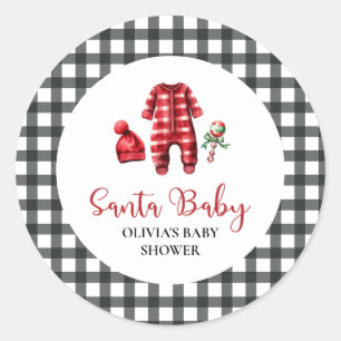 サンタベイビークリスマスベビーシャワー ラウンドシール