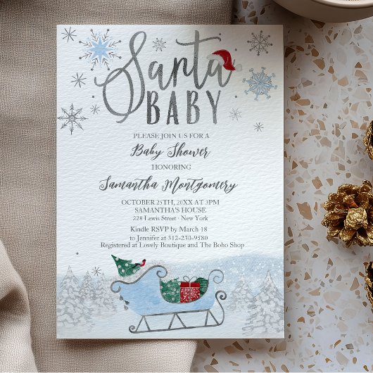 サンタベイビークリスマス予算ベビーシャワー招待状