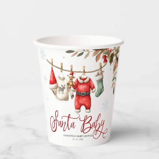 サンタベイビークリスマス 冬のベビーシャワー 紙コップ (正面)