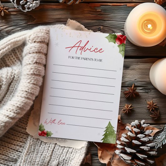 サンタベイビーシャワーのための親へのアドバイスカード 招待状